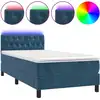 Image de vidaXL Lit boxspring avec matelas & LED bleu foncé 100x200 cm velours