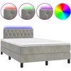 Image de vidaXL Lit boxspring avec matelas & LED gris clair 120x200 cm velours