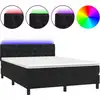 Image de vidaXL Lit boxspring avec matelas & LED noir 140x190 cm velours