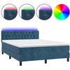 Image de vidaXL Lit boxspring avec matelas & LED bleu foncé 140x190 cm velours