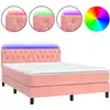 Image de vidaXL Sommier tapissier avec matelas et LED Rose 140x190 cm Velours