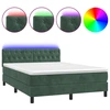 Image de vidaXL Lit boxspring avec matelas & LED vert foncé 140x200 cm velours