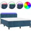 Image de vidaXL Lit boxspring avec matelas & LED bleu foncé 140x200 cm velours