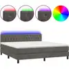 Image de vidaXL Lit boxspring avec matelas & LED gris foncé 160x200 cm velours