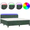 Image de vidaXL Lit boxspring avec matelas & LED vert foncé 160x200 cm velours