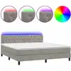 Image de vidaXL Lit boxspring avec matelas & LED gris clair 180x200 cm velours