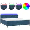 Image de vidaXL Lit boxspring avec matelas & LED bleu foncé 180x200 cm velours