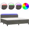 Image de vidaXL Lit boxspring avec matelas & LED gris foncé 200x200 cm velours