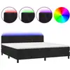Image de vidaXL Lit boxspring avec matelas & LED noir 200x200 cm velours