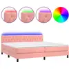Image de vidaXL Lit boxspring avec matelas & LED rose 200x200 cm velours