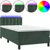 Image de vidaXL Lit boxspring avec matelas & LED vert foncé 90x200 cm velours