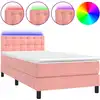Image de vidaXL Lit boxspring avec matelas & LED rose 90x200 cm velours