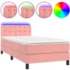 Image de vidaXL Lit boxspring avec matelas & LED rose 100x200 cm velours