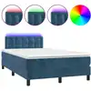 Image de vidaXL Lit boxspring avec matelas & LED bleu foncé 120x200 cm velours