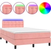 Image de vidaXL Lit boxspring avec matelas & LED rose 120x200 cm velours