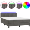 Image de vidaXL Lit boxspring avec matelas & LED gris foncé 140x190 cm velours
