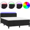 Image de vidaXL Lit boxspring avec matelas & LED noir 140x190 cm velours