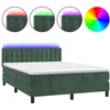 Image de vidaXL Lit boxspring avec matelas & LED vert foncé 140x190 cm velours