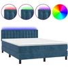 Image de vidaXL Lit boxspring avec matelas & LED bleu foncé 140x190 cm velours