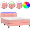 Image de vidaXL Sommier tapissier avec matelas et LED Rose 140x190 cm Velours