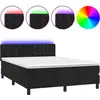 Image de vidaXL Lit boxspring avec matelas & LED noir 140x200 cm velours
