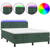Image de vidaXL Lit boxspring avec matelas & LED vert foncé 140x200 cm velours