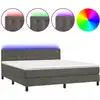 Image de vidaXL Lit boxspring avec matelas & LED gris foncé 160x200 cm velours