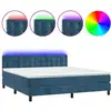 Image de vidaXL Lit boxspring avec matelas & LED bleu foncé 160x200 cm velours