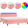 Image de vidaXL Sommier tapissier avec matelas et LED Rose 160x200 cm Velours