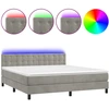 Image de vidaXL Lit boxspring avec matelas & LED gris clair 180x200 cm velours