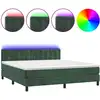 Image de vidaXL Lit boxspring avec matelas & LED vert foncé 180x200 cm velours