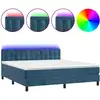 Image de vidaXL Lit boxspring avec matelas & LED bleu foncé 180x200 cm velours