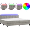 Image de vidaXL Lit boxspring avec matelas & LED gris clair 200x200 cm velours