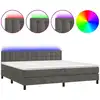 Image de vidaXL Lit boxspring avec matelas & LED gris foncé 200x200 cm velours
