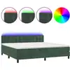 Image de vidaXL Lit boxspring avec matelas & LED vert foncé 200x200 cm velours