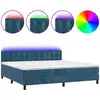 Image de vidaXL Lit boxspring avec matelas & LED bleu foncé 200x200 cm velours