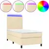 Image de vidaXL Lit Boxspring avec matelas & LED Crème 90x190 cm Tissu