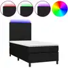 Image de vidaXL Lit Boxspring avec matelas & LED Noir 90x200 cm Tissu