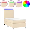 Image de vidaXL Lit Boxspring avec matelas & LED Crème 90x200 cm Tissu