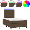 Image de vidaXL Lit Boxspring avec matelas & LED Marron foncé 120x200 cm Tissu