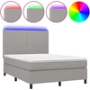 Image de vidaXL Lit boxspring avec matelas & LED gris clair 140x190 cm Tissu
