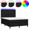 Image de vidaXL Lit Boxspring avec matelas & LED Noir 140x190 cm Tissu