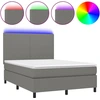 Image de vidaXL Lit boxspring avec matelas & LED gris foncé 140x200 cm Tissu