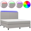 Image de vidaXL Lit boxspring avec matelas & LED gris clair 160x200 cm Tissu