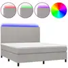 Image de vidaXL Lit boxspring avec matelas & LED gris clair 180x200 cm Tissu
