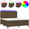 Image de vidaXL Lit Boxspring avec matelas & LED Marron foncé 180x200 cm Tissu