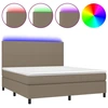 Image de vidaXL Lit Boxspring avec matelas & LED Taupe 180x200 cm Tissu