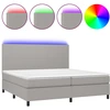 Image de vidaXL Lit boxspring avec matelas & LED gris clair 200x200 cm Tissu