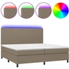 Image de vidaXL Lit Boxspring avec matelas & LED Taupe 200x200 cm Tissu