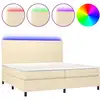 Image de vidaXL Lit boxspring avec matelas & LED Crème 200x200 cm Tissu